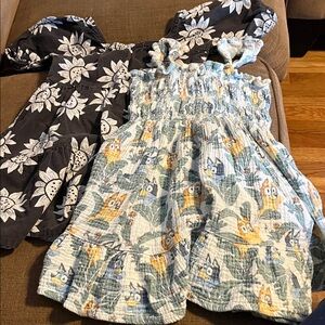 Adorable Kids Dress Set with Sunflower and Bluey Patterns